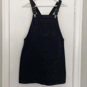 TOPSHOP black denim overall dress